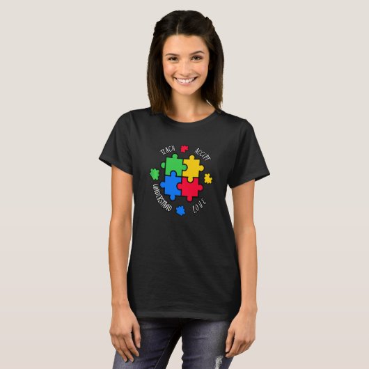 Teach Accept Love Begrip April Autism Awarenes T-shirt (Voorkant volledig)