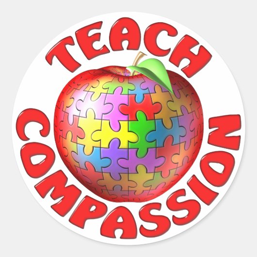 Teach Compassie Ronde Sticker (Voorkant)