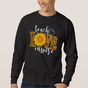Teach Inspire Love Sunflower Leopard Cheetah Teach Trui