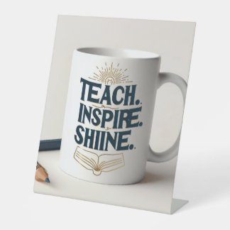 Teach. Inspire. Shine. Teacher Mug Reclamebord Met Voetstuk