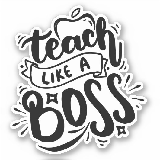 Teach like a boss Teacher School notebook stick st Sticker (Voorkant)