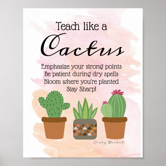 Teach like a cactus Teacher Wall Print (Voorkant)