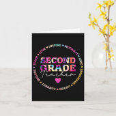Teach Love Inspire 2e graad leraar Tie Dye Back Kaart (Gele Bloem)