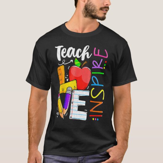 Teach Love Inspire Back to School Prek Kinder Tea T-shirt (Voorkant)