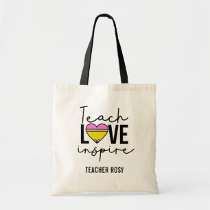Teach Love Inspire Personalized Teacher Canvas tas