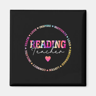 Teach Love Inspire Reading Teacher Tie Dye Magneet