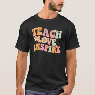 Teach Love Inspire Retro Teacher Groovy W T-shirt