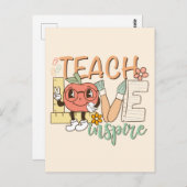 Teach Love Inspire – Schattigee schoolbenodigdhede Briefkaart (Voorkant / Achterkant)