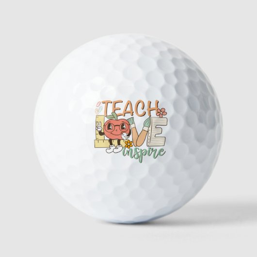 Teach Love Inspire – Schattigee schoolbenodigdhede Golfballen (Voorkant)