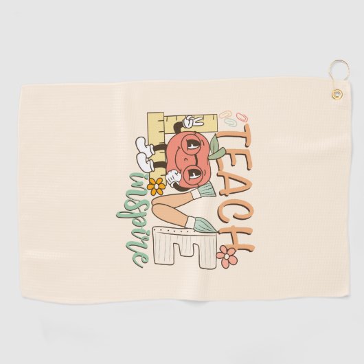 Teach Love Inspire – Schattigee schoolbenodigdhede Golfhanddoek (Horizontaal)