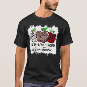 Teach Love Inspire Science leraar Apple Leopard R T-shirt