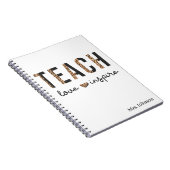 Teach Love Inspire Teacher Appreciard Leopard Notitieboek (Rechterzijde)