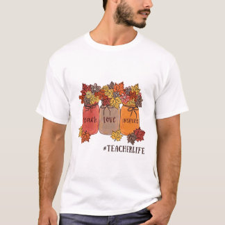 Teach Love Inspire Teacher Life Teaching Autumn Bo T-shirt