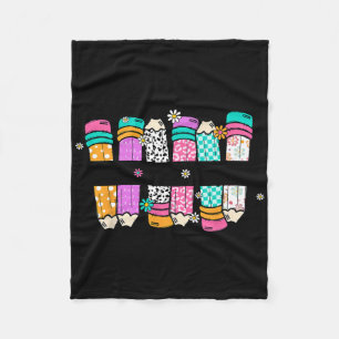 Teach Love Inspire Teacher Pencil Terug naar Schoo Fleece Deken