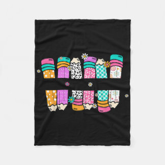 Teach Love Inspire Teacher Pencil Terug naar Schoo Fleece Deken