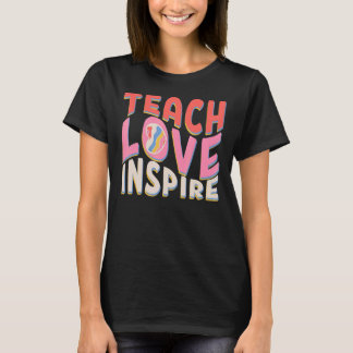Teach Love Inspire Teacher Retro Groovy T-shirt