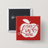 Teach Love Inspire Vierkante Button 5,1 Cm (Voorkant /achterkant)