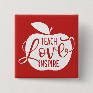 Teach Love Inspire Vierkante Button 5,1 Cm
