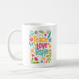 Teach Love Inspireer Retro Tekstontwerp Koffiemok