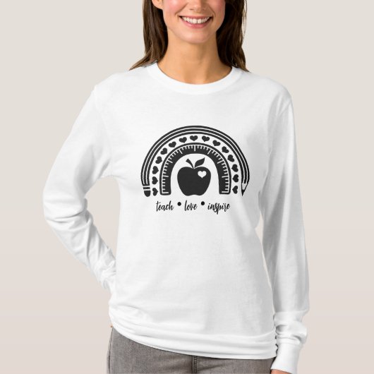 Teach Love inspireert leraar Rainbow Apple T-shirt (Voorkant)
