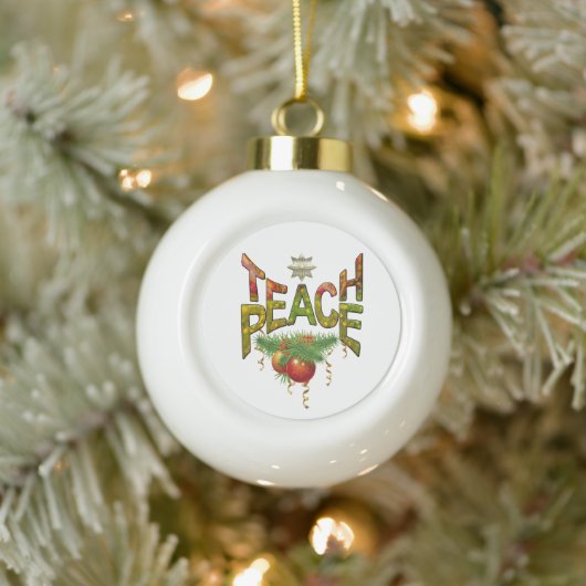 Teach Peace Christmas Gathering Keramische Bal Ornament (Boom)