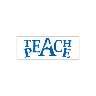 Teach peace dove text slogan stamp  zelfinktende stempel