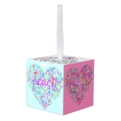 Teach Peace Heart Thunder_Cove Kubus Ornament (Achter hoekig)