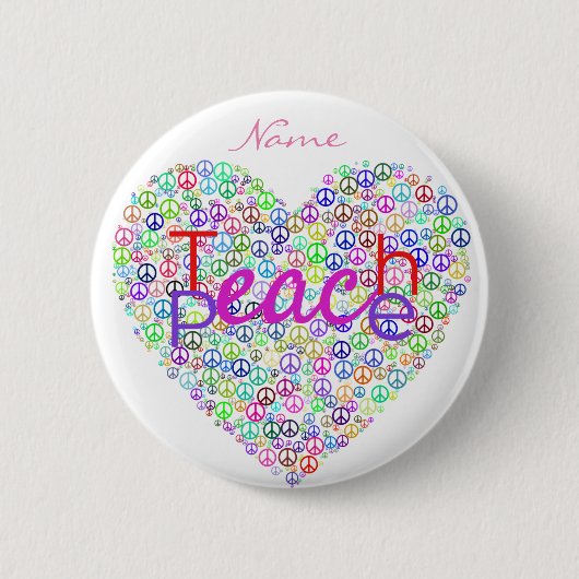 Teach Peace Heart Thunder_Cove Ronde Button 5,7 Cm (Voorkant)