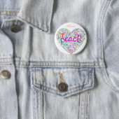 Teach Peace Heart Thunder_Cove Ronde Button 5,7 Cm (In situ)