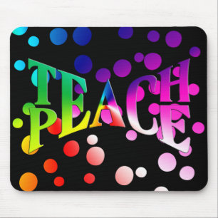 TEACH PEACE Rainbow Graphic op Polka Dots Muismat