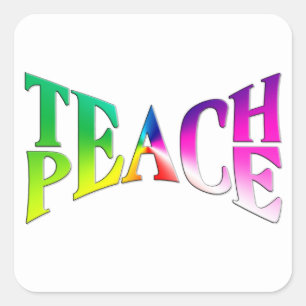 TEACH PEACE Rainbow Graphic op wit Vierkante Sticker