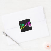 TEACH PEACE Rainbow Graphic op zwart Vierkante Sticker (Envelop)