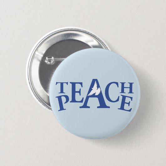 Teach peace single white slogan button badge (Voorkant /achterkant)