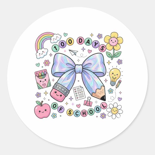 Teacher 100 Days of School Round Stickers (Voorkant)