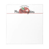 Teacher Apple Heart Red Script Nom Bloc-notes (Devant)
