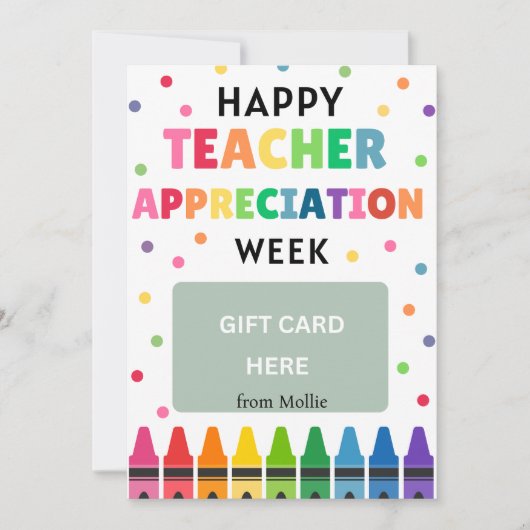 Teacher Appreciation Gift Kaart Houder - Crayons (Voorkant)
