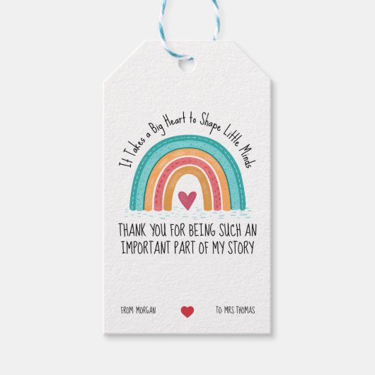 Teacher Appreciation Gift Label – Rainbow Design Cadeaulabel (Voorkant)