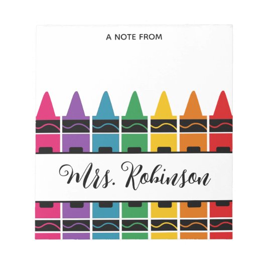 Teacher Appreciation Rainbow Crayon Notepad Notitieblok (Voorkant)