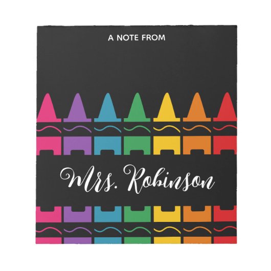 Teacher Appreciation Rainbow Crayon Notepad Notitieblok (Voorkant)