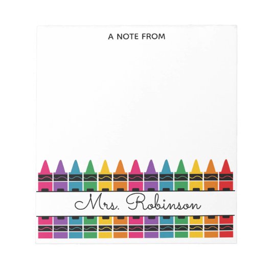 Teacher Appreciation Rainbow Crayon Notitieblok (Voorkant)