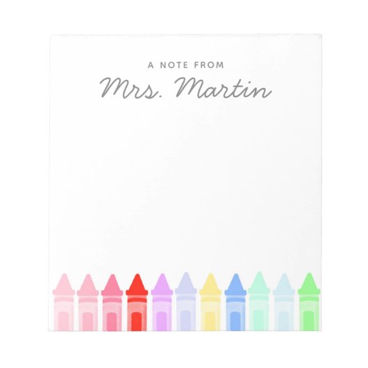 Teacher Appreciation Rainbow Crayon Notitieblok Gi (Voorkant)