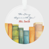 Teacher Appreciation Reading Books Monogrammed Ornament (achterkant)