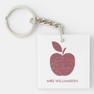TEACHER APPRECIATION ROOS GOLD APPLE NAAM SLEUTELHANGER