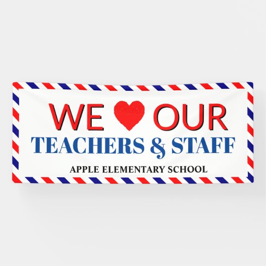 Teacher Appreciation Week Navy & rode appel Spandoek (Horizontaal)