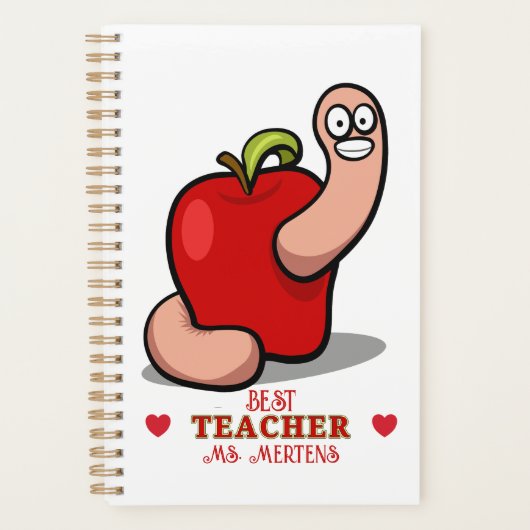 Teacher Appréciation Worm in Apple Ajouter un nom (Devant)