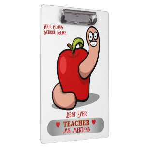 Teacher Appreciation Worm in Apple Naam toevoegen Klembord