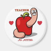 Teacher Appreciation Worm in Apple Naam toevoegen Magneet (Voorkant)