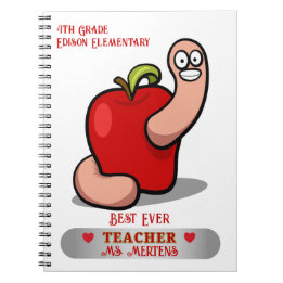 Teacher Appreciation Worm in Apple Naam toevoegen Notitieboek