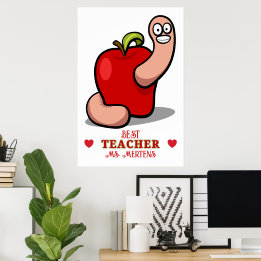 Teacher Appreciation Worm in Apple Naam toevoegen Poster