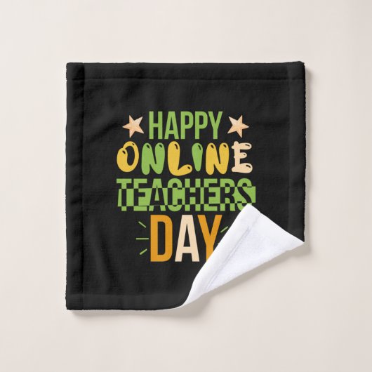 Teacher Art Happy Online Teacher Day (Gant de toilette)